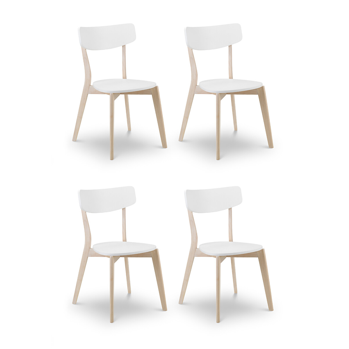 Set Of 4 Klara Scandi Dining Chairs with Oak Legs white, SO'HOME