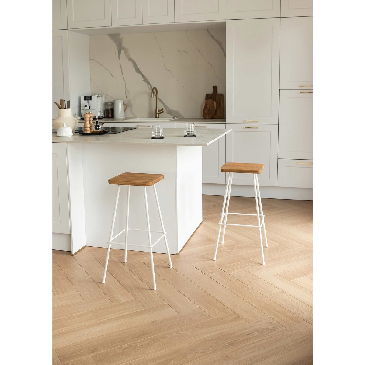Tabouret de bar BARNI blanc, METALLBUDE