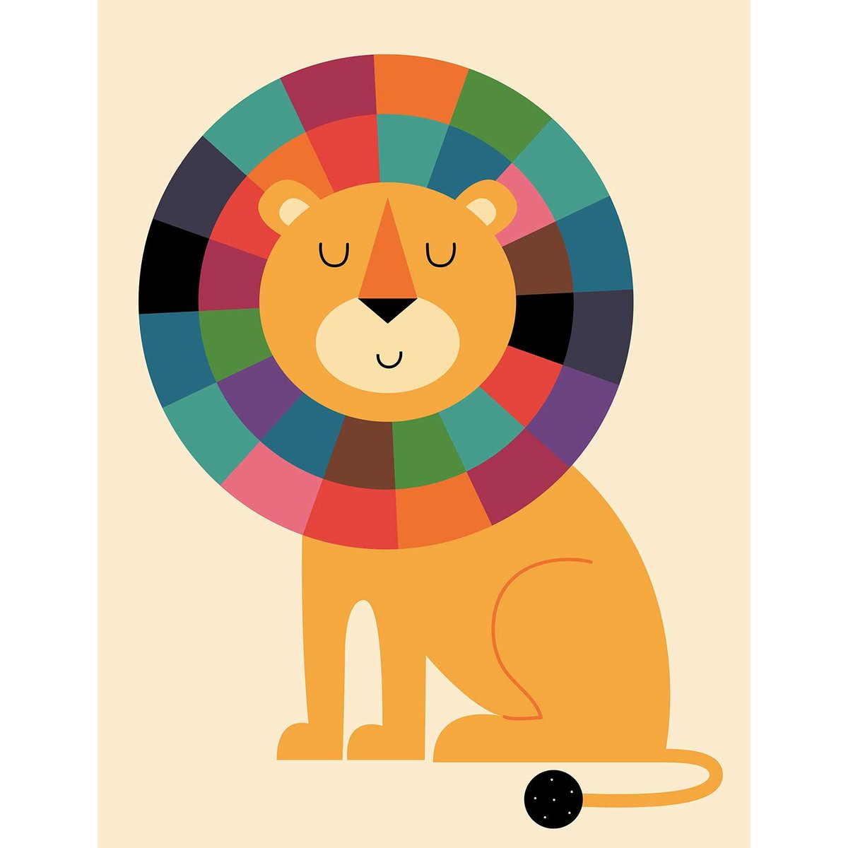 Papier peint lion arc en ciel intissé, HEXOA