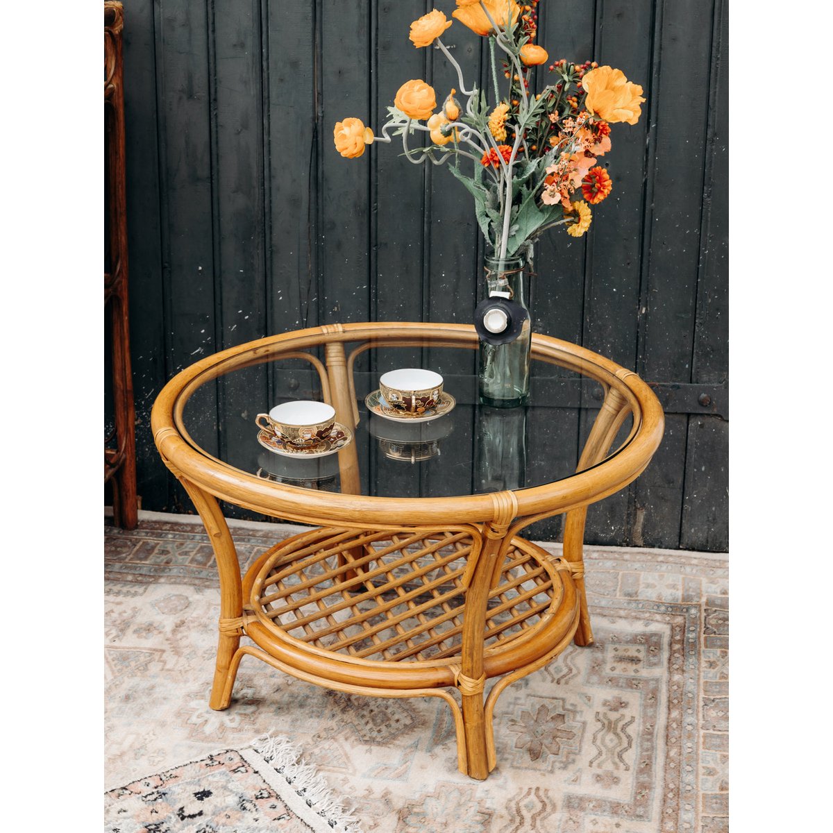 Table basse en rotin Léonie N°252 - Bon état bois, DEBONGOUT