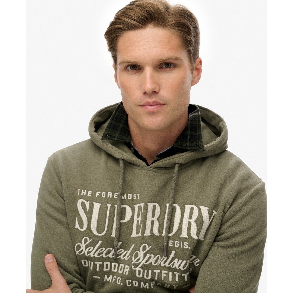 Sweat à capuche décontracté Outdoor Supply Co vert mousse chiné, SUPERDRY