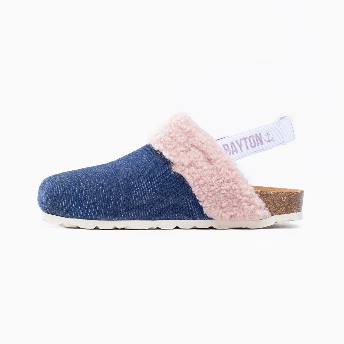 Sabots en cuir MERIBEL pour enfants bleu fonce, BAYTON