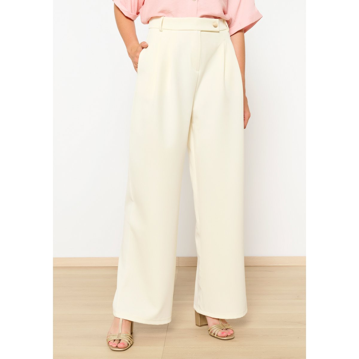 Pantalon palazzo blanc vanille, LOLALIZA