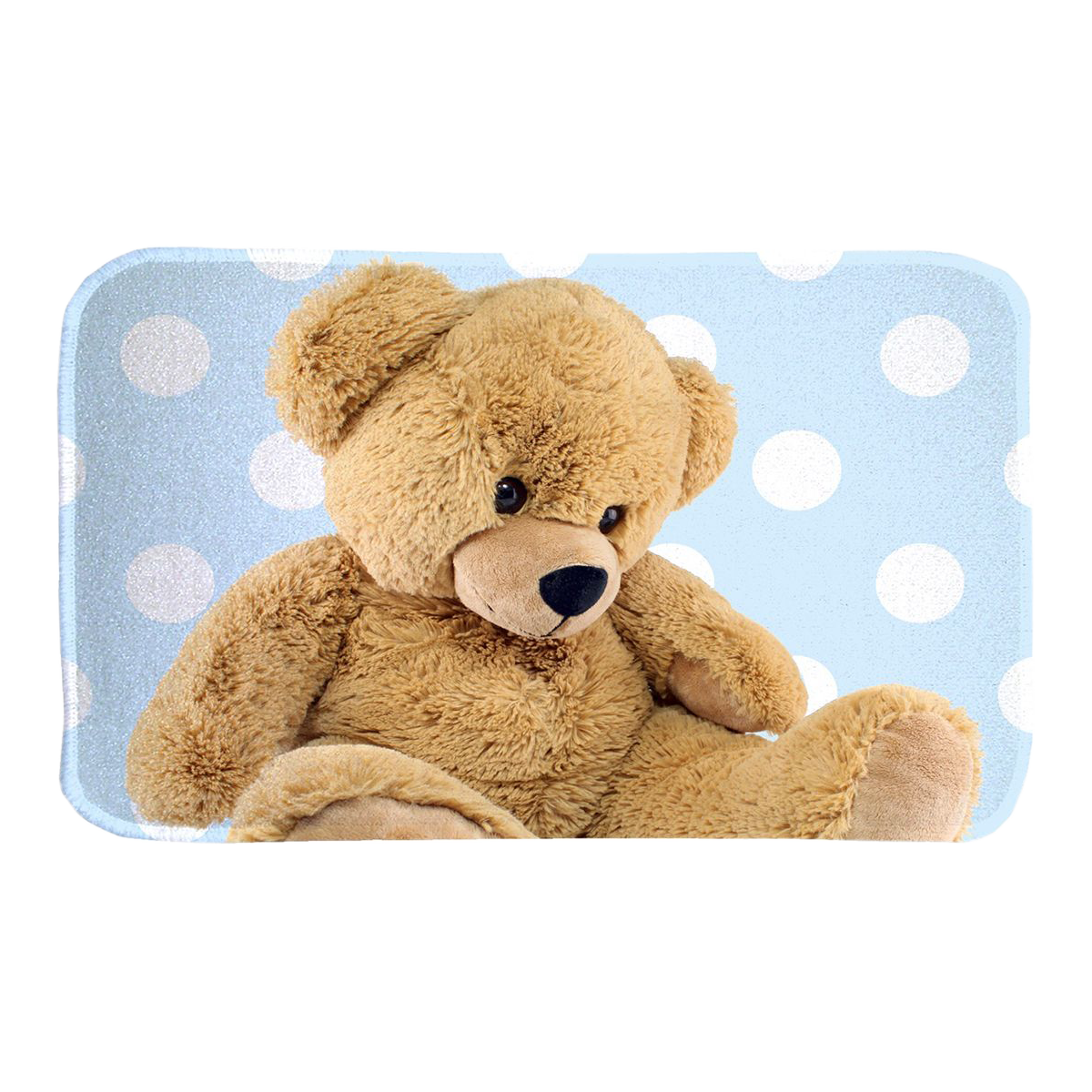 Tapis enfant tissé motif animaux DOUX TED bleu, UN AMOUR DE TAPIS
