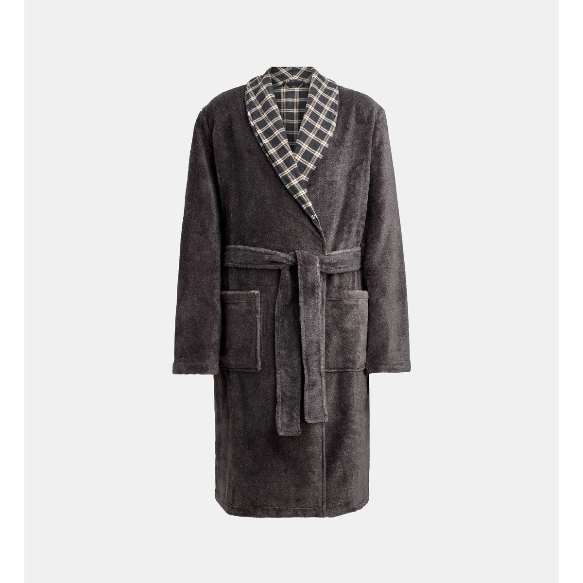 Peignoir de chambre réversible dalomon ceinture gris, GALERIES LAFAYETTE