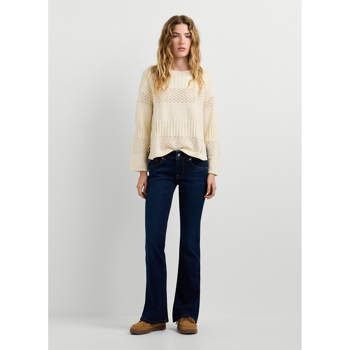 Jean flare, taille basse, Pimlico dark indigo powerflex, PEPE JEANS