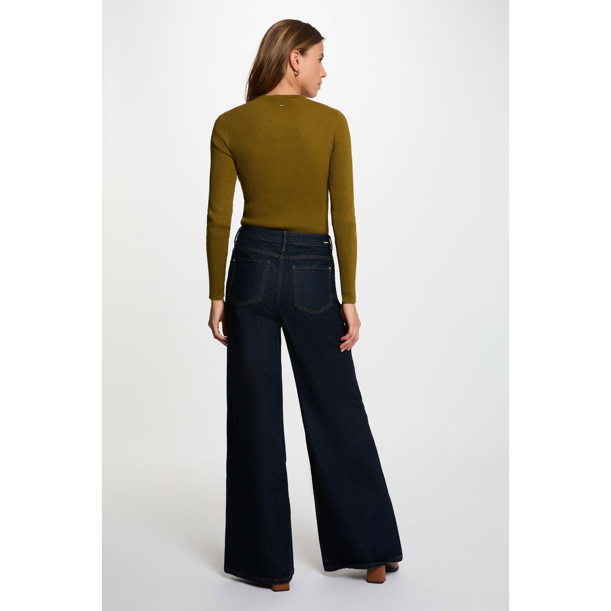 Jean large taille haute bleu, MORGAN