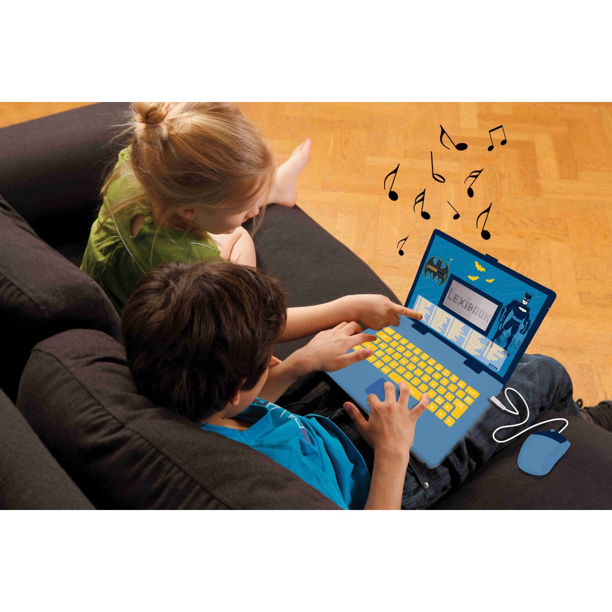 Ordinateur portable éducatif bilingue Batman français-anglais bleu marine, LEXIBOOK