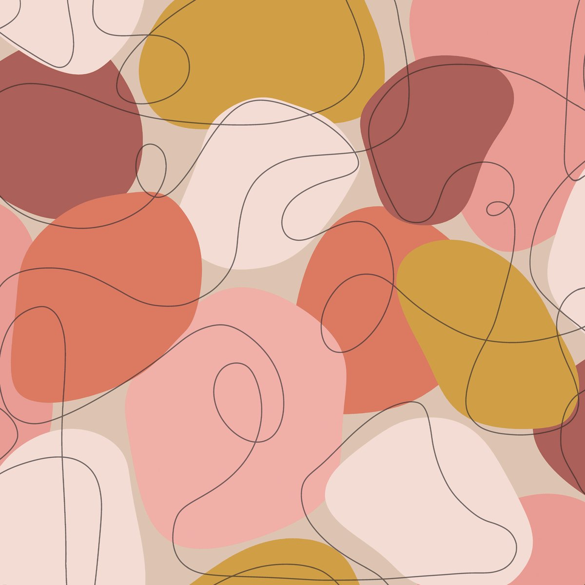 Papier peint Envy Mood Peachy rose, ocre, moutarde, ENVY