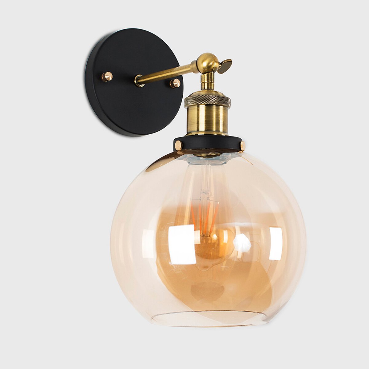 Sherri Industrial Wall Light with Glass Shade amber, SO'HOME