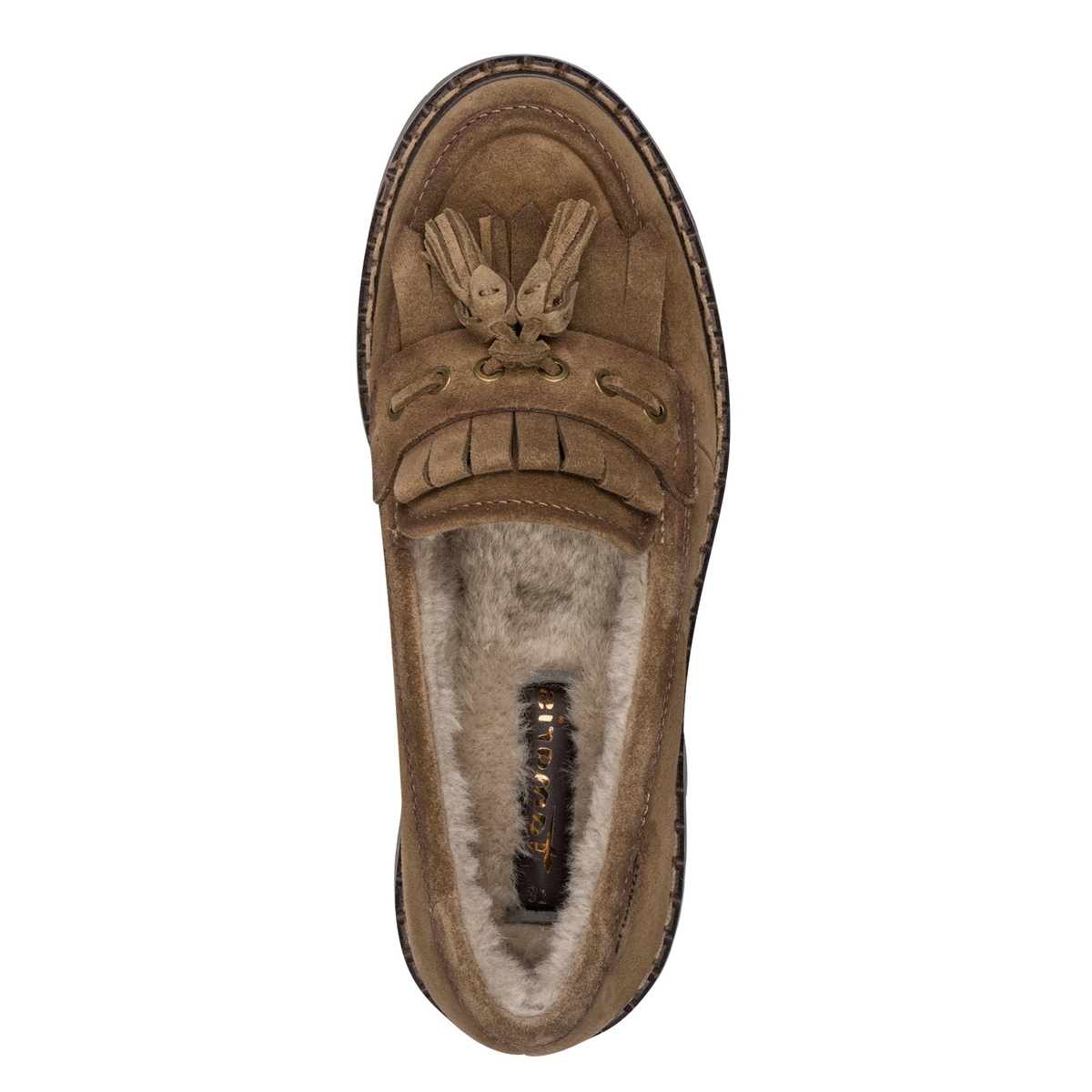 Slipper en cuir marron camel, TAMARIS