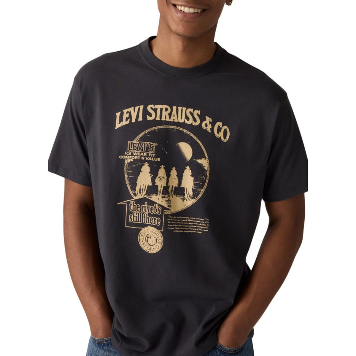 T-shirt noir avec un imprimé fantaisie et des manches courtes noir, LEVI'S