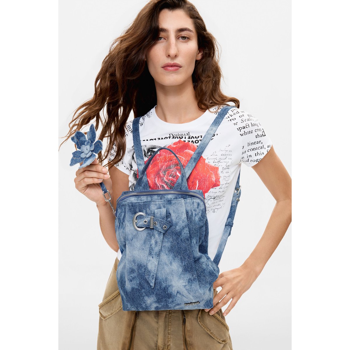Petit sac à dos en denim bleu, DESIGUAL