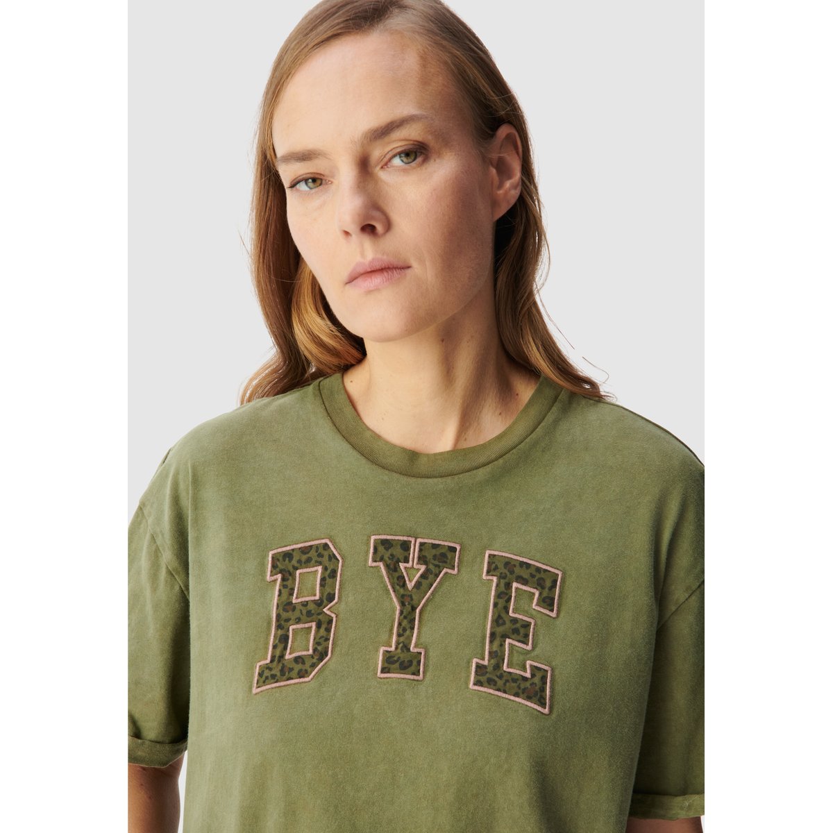 Tee-shirt oversize sérigraphie BYE kaki, IKKS