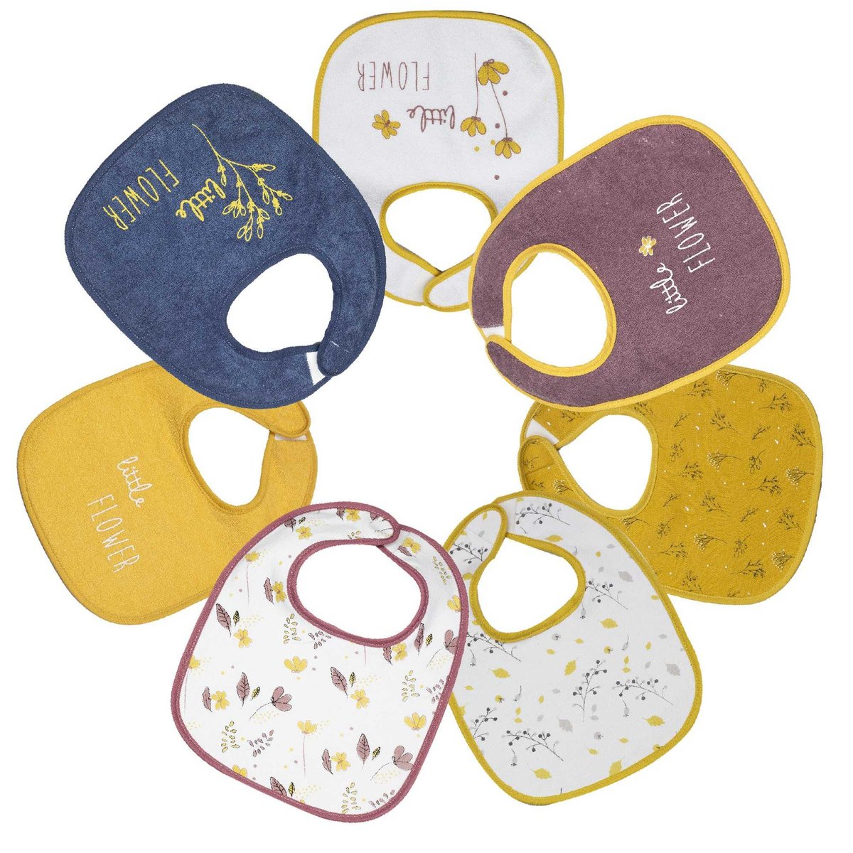 Lot de 7 bavoirs waterproof jaune, TROIS KILOS SEPT