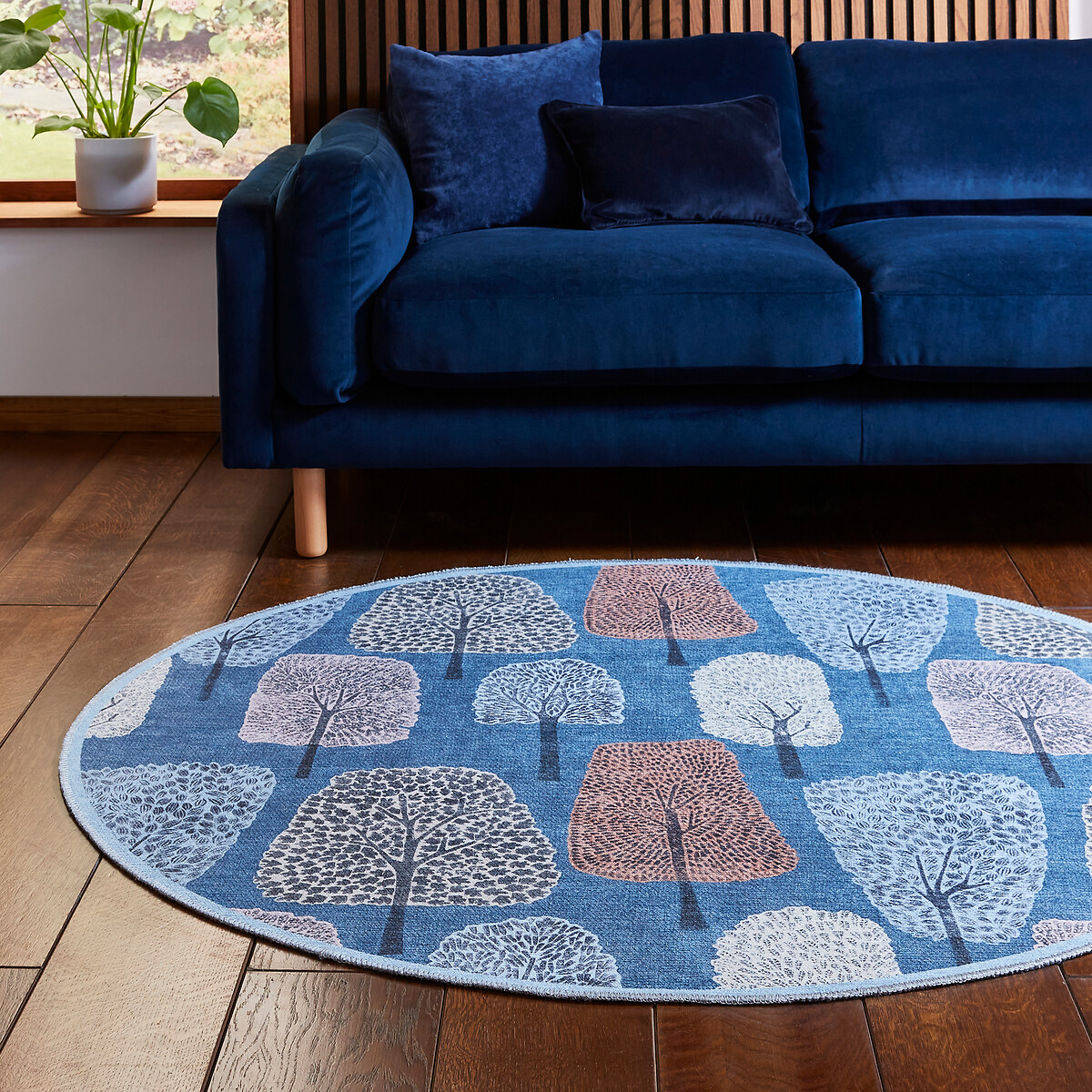 Cedar Washable Circular Rug midnight blue, SCION