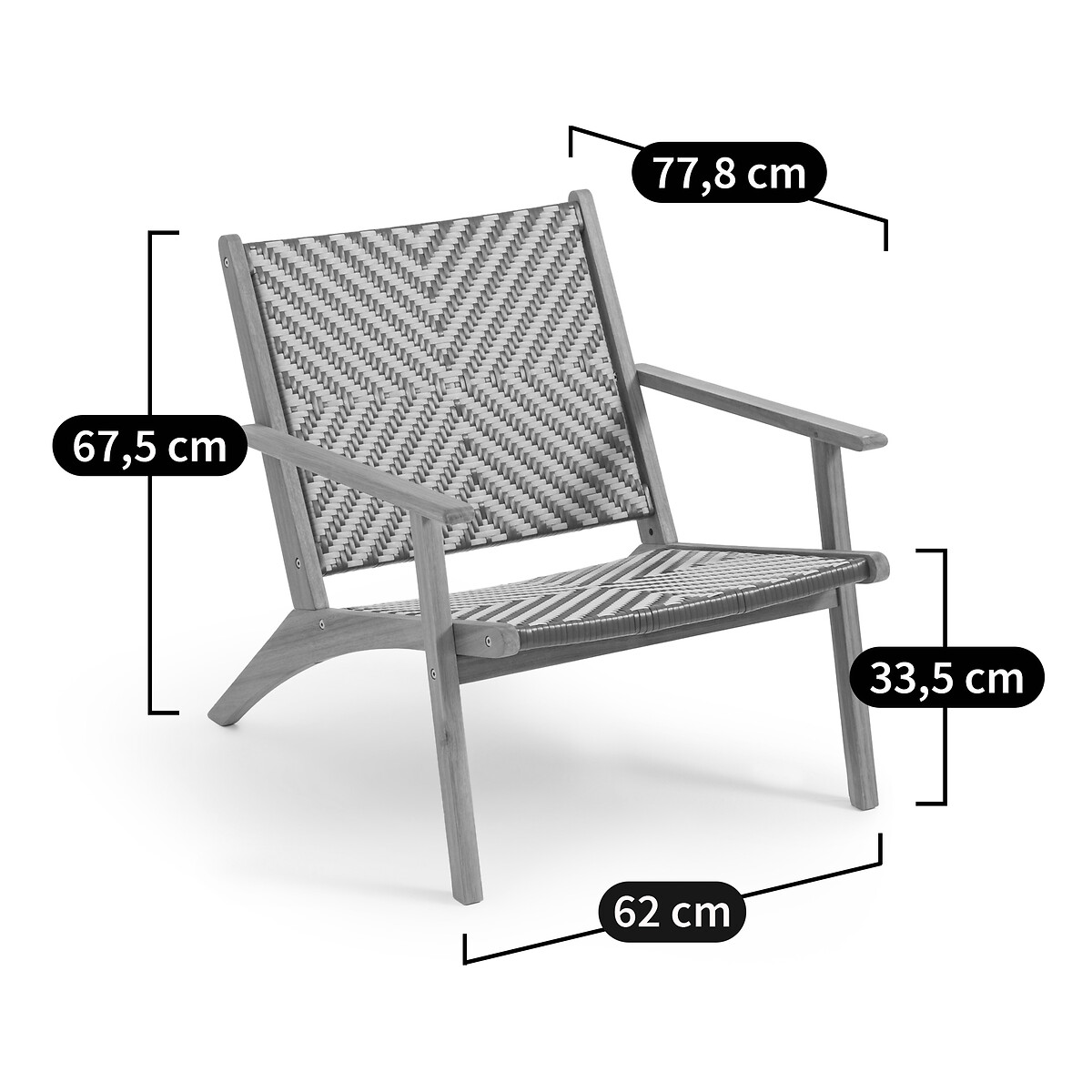 Fauteuil bas de jardin, Balia beige/rouge, LA REDOUTE INTERIEURS