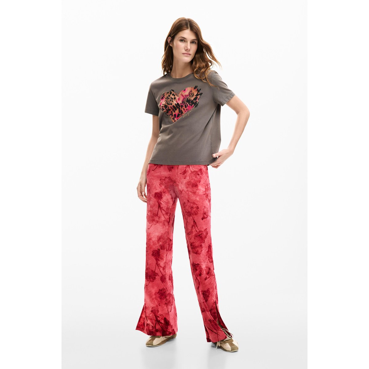 Pantalon floqué rouge, DESIGUAL
