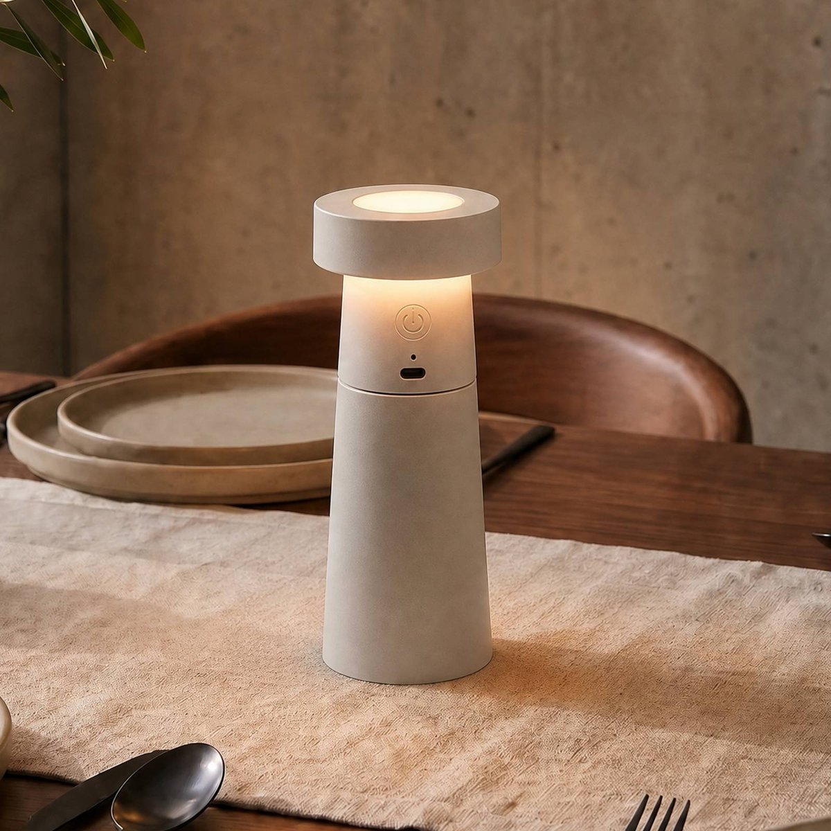 Lampe à poser moderneLED, Salt gris clair, LUCANDE