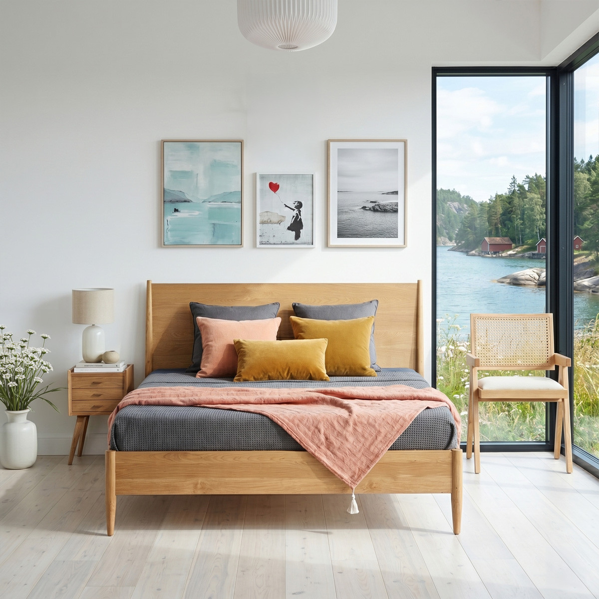 Lit double 140x200 en chêne DALHIA beige, ROBIN DES BOIS