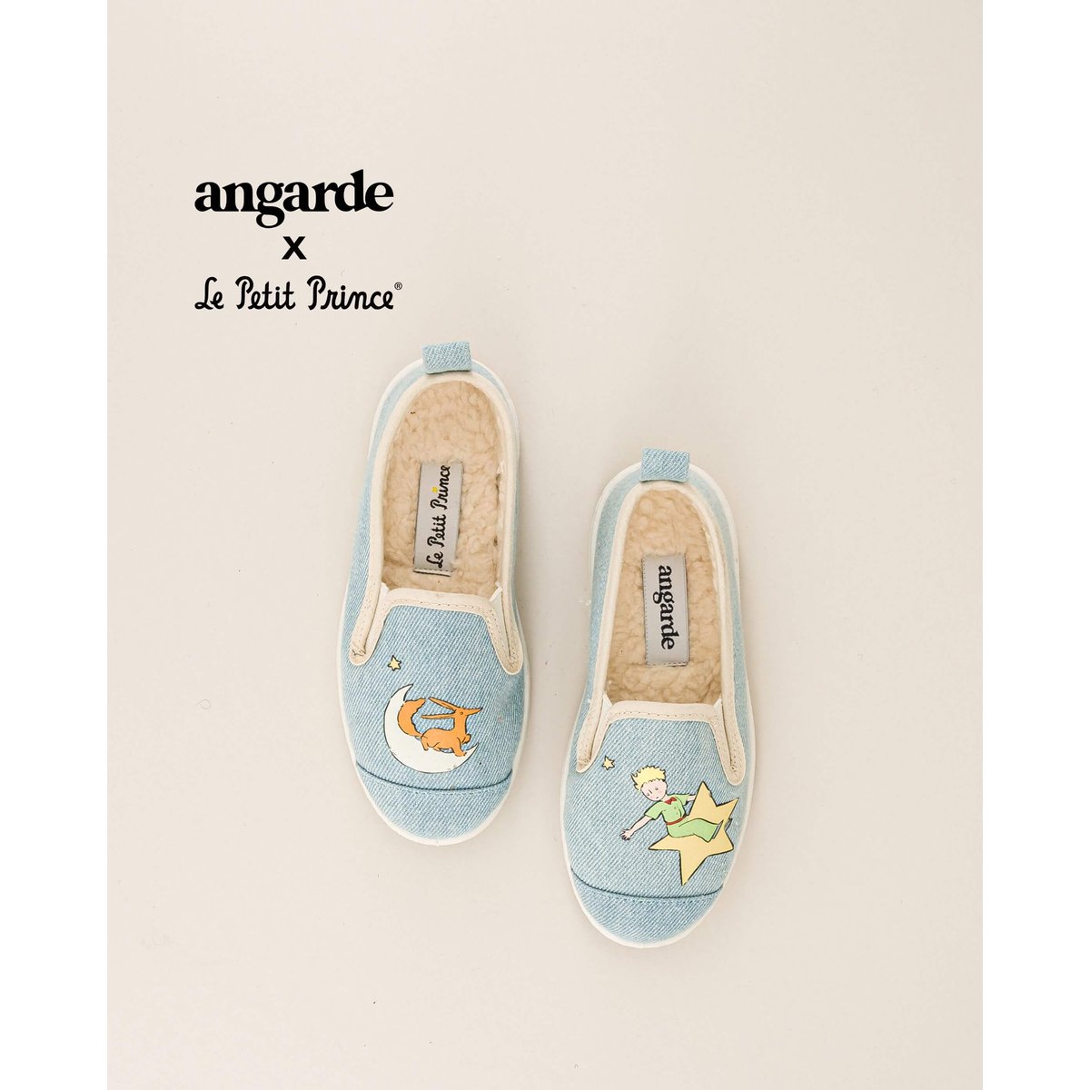 Chaussons en collab bleu denim, ANGARDE