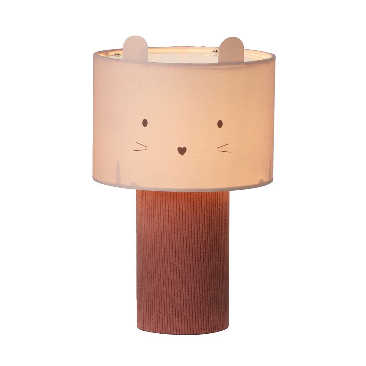 Lampe à poser tête d'animal et pied en velours rose, VERTBAUDET