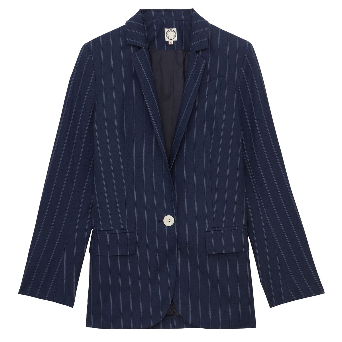 Veste Bruna en lin mélangé marine blue navy, INES DE LA FRESSANGE PARIS