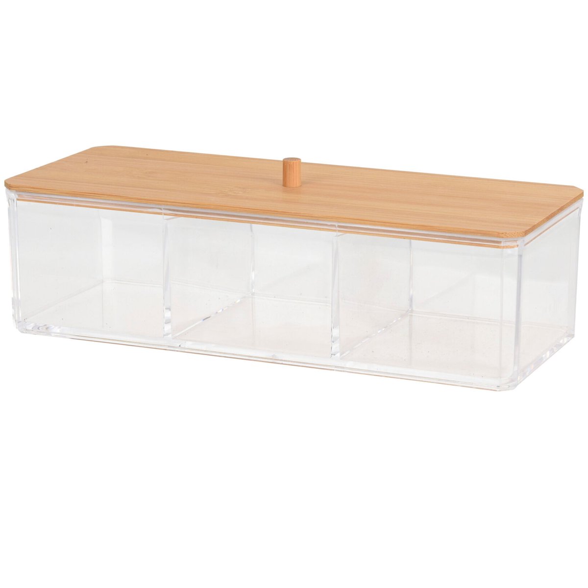Boîte salle de bain organisateur acrylique et bambou - 23.5x9.5x7cm bois, WADIGA