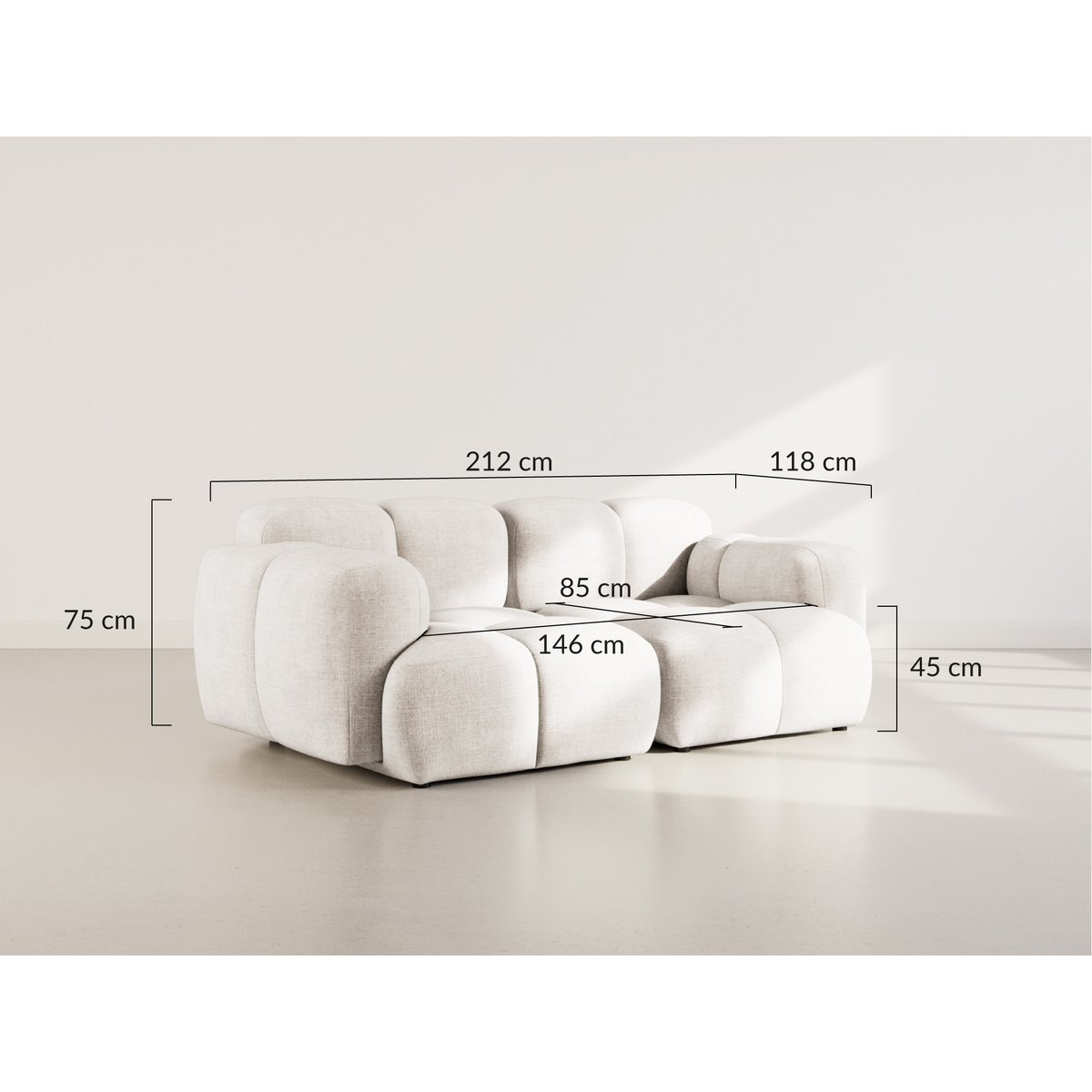 Canapé Modulable 2 places - GRACE bleu, BEST MOBILIER