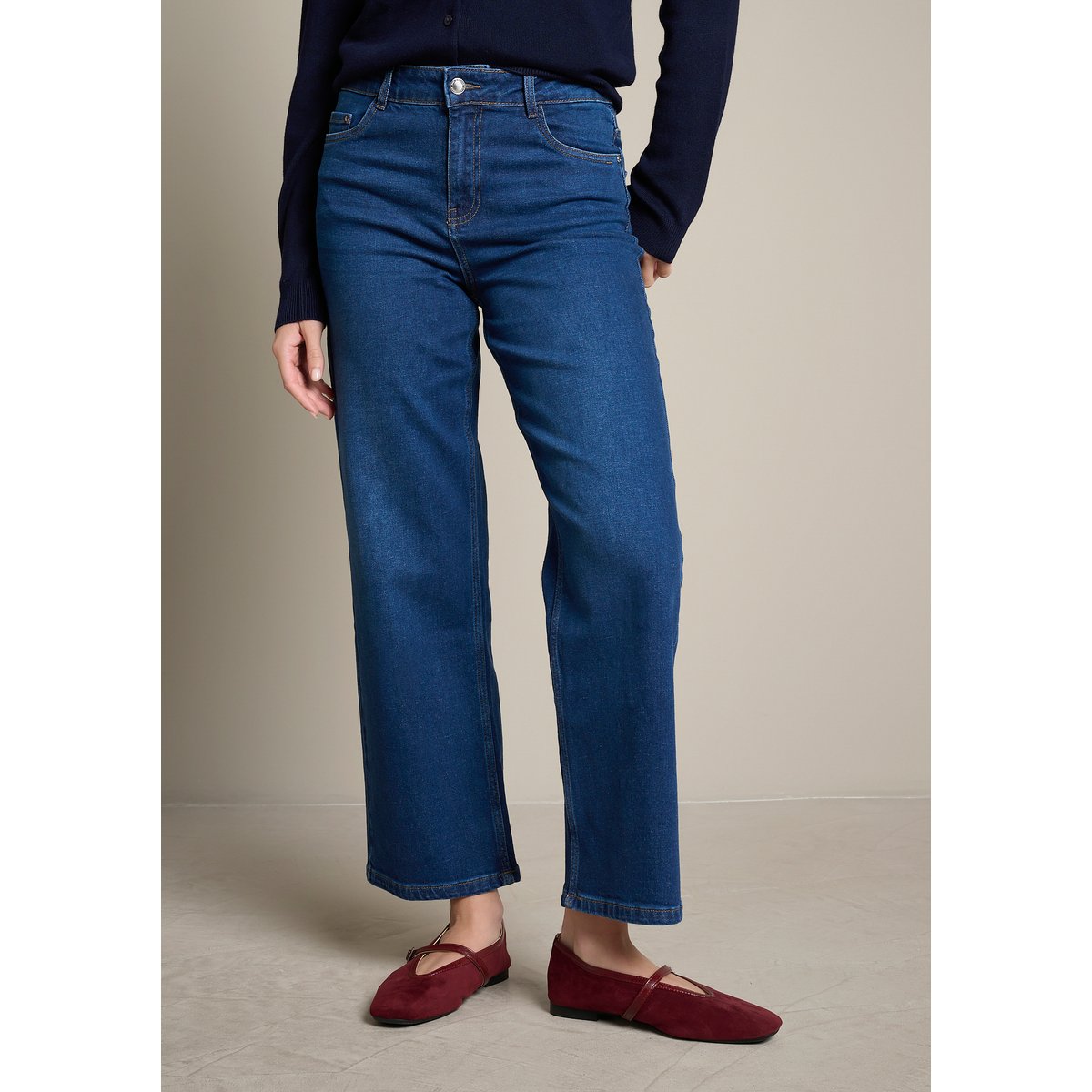Jean taille haute coupe large dark blue, LOLALIZA