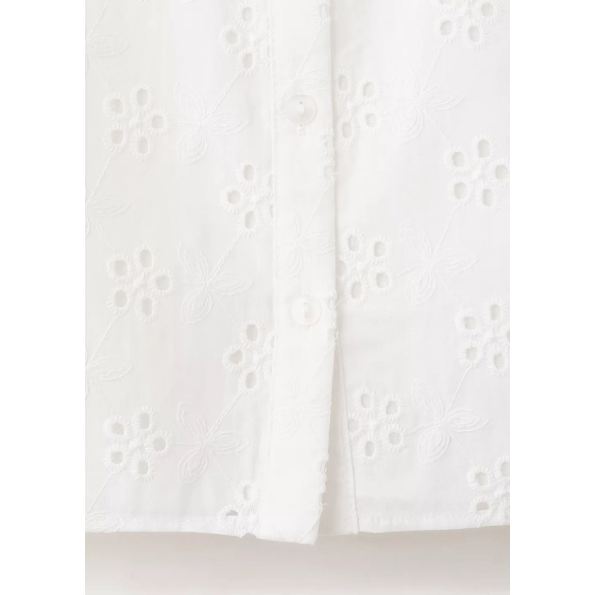 Blouse en coton à broderies ajourées blanc cassé, MANGO