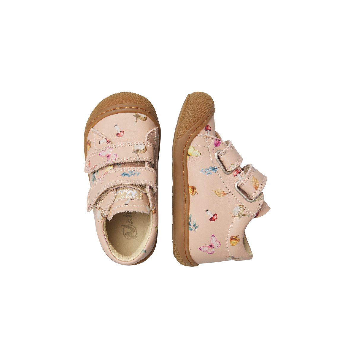 Chaussures premiers pas en cuir COCOON VL rose poudré-marron, NATURINO