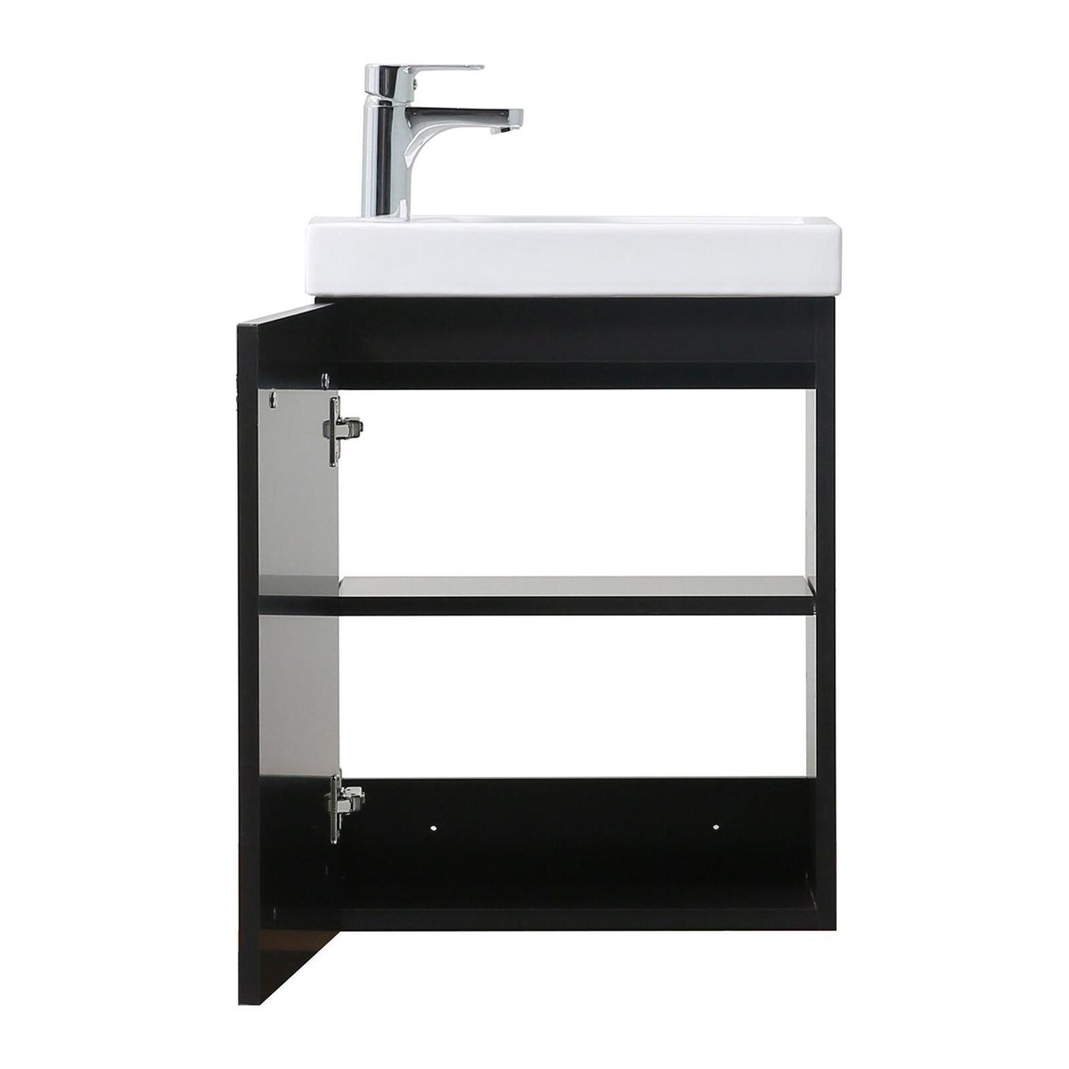 Ensemble lave-mains suspendu avec robinet et miroir NEVADA noir satiné, MOB IN