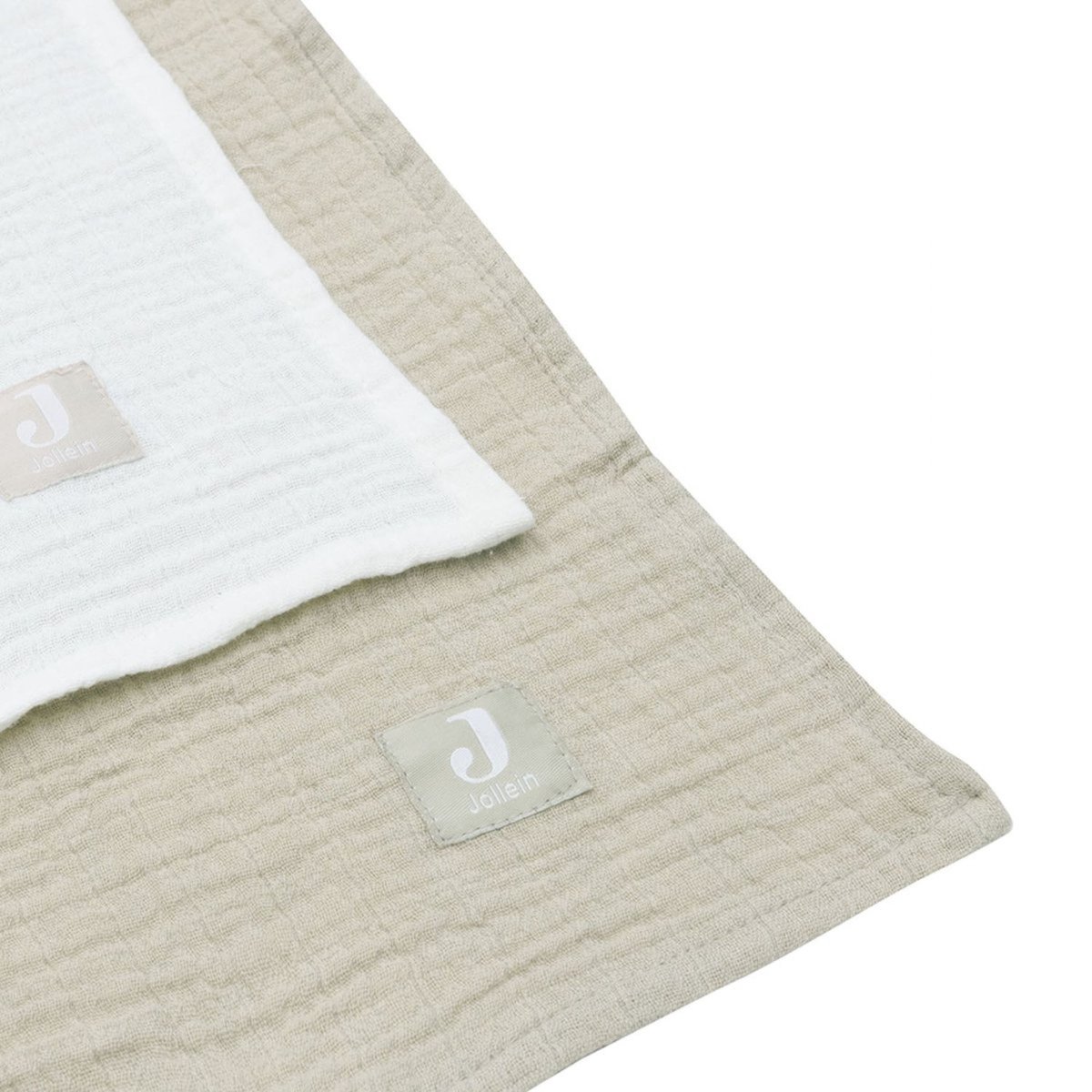 Lot de 2 maxi-langes en coton vert, écru, JOLLEIN