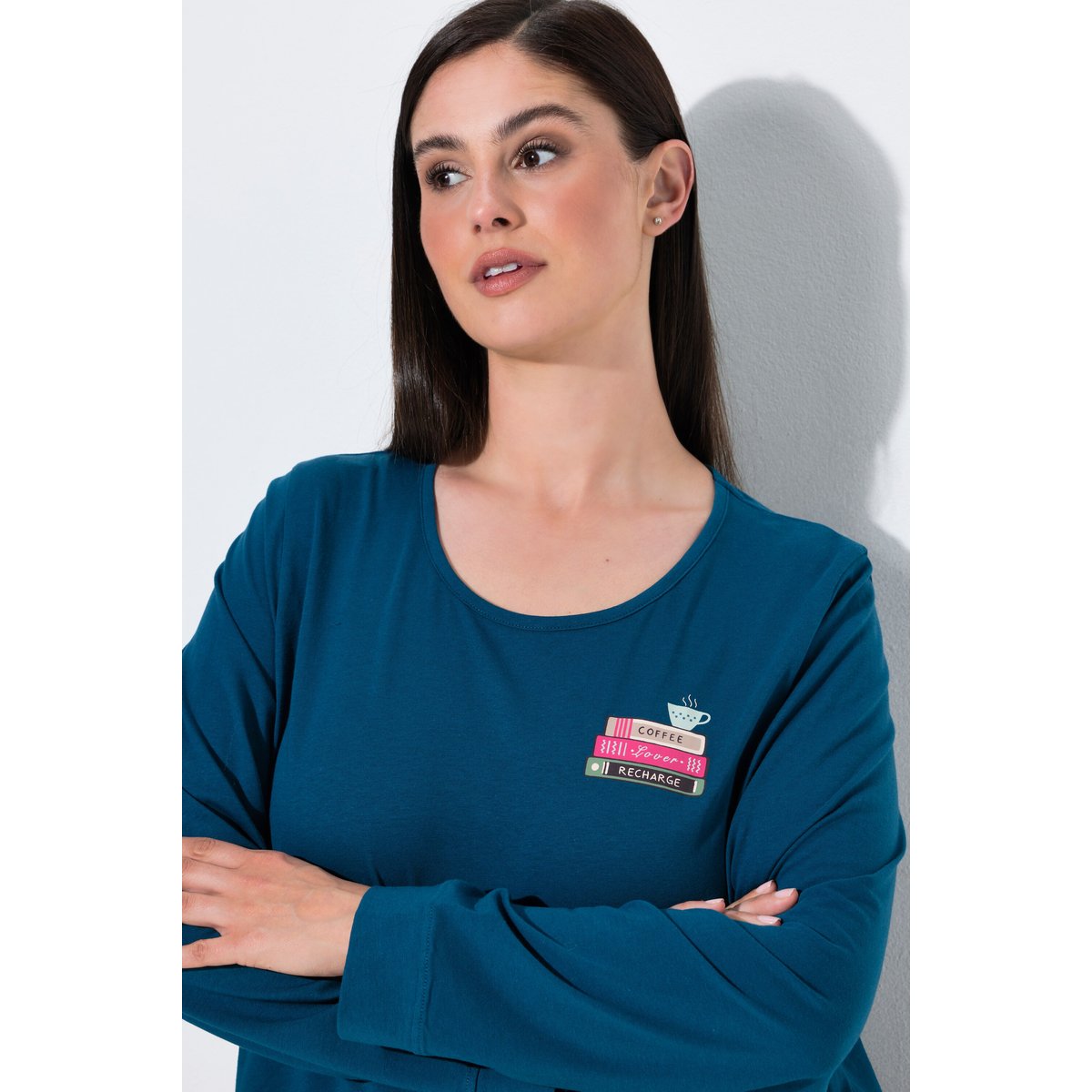 Pyjama décolleté rond et manches longues pétrole foncé, ULLA POPKEN