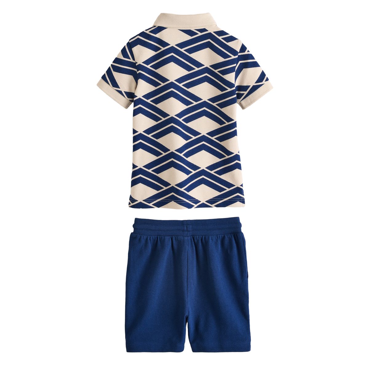 Ensemble polo à manches courtes et short impression abstraite bleue, NEXT