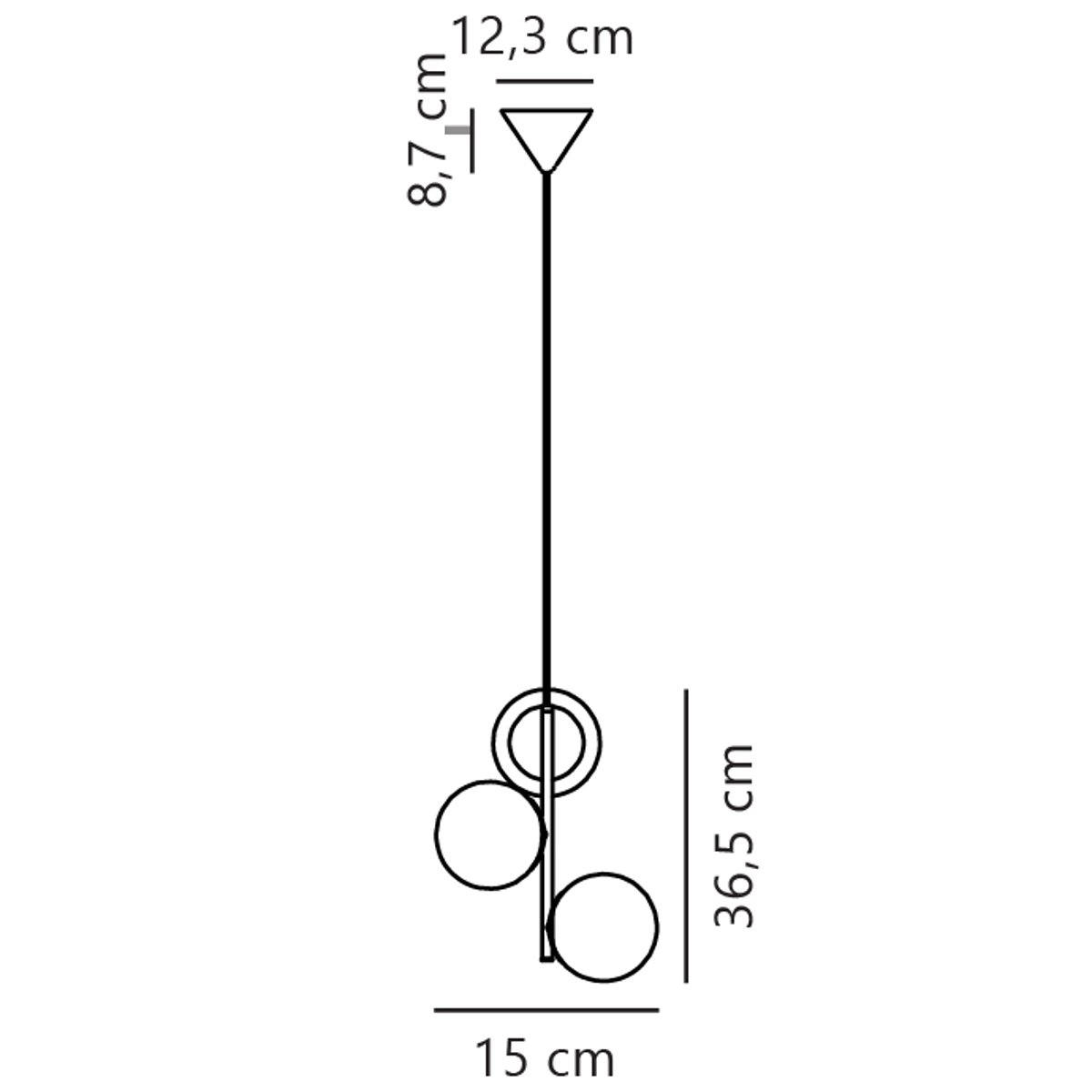 Suspension style moderne glamour en métal et verre opale, LILLY 3-Spot noir, NORDLUX