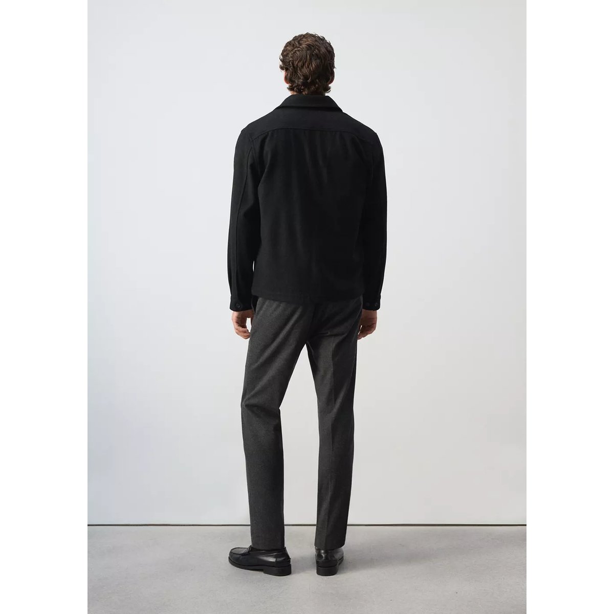 Surchemise laine mélangée poches noir, MANGO MAN
