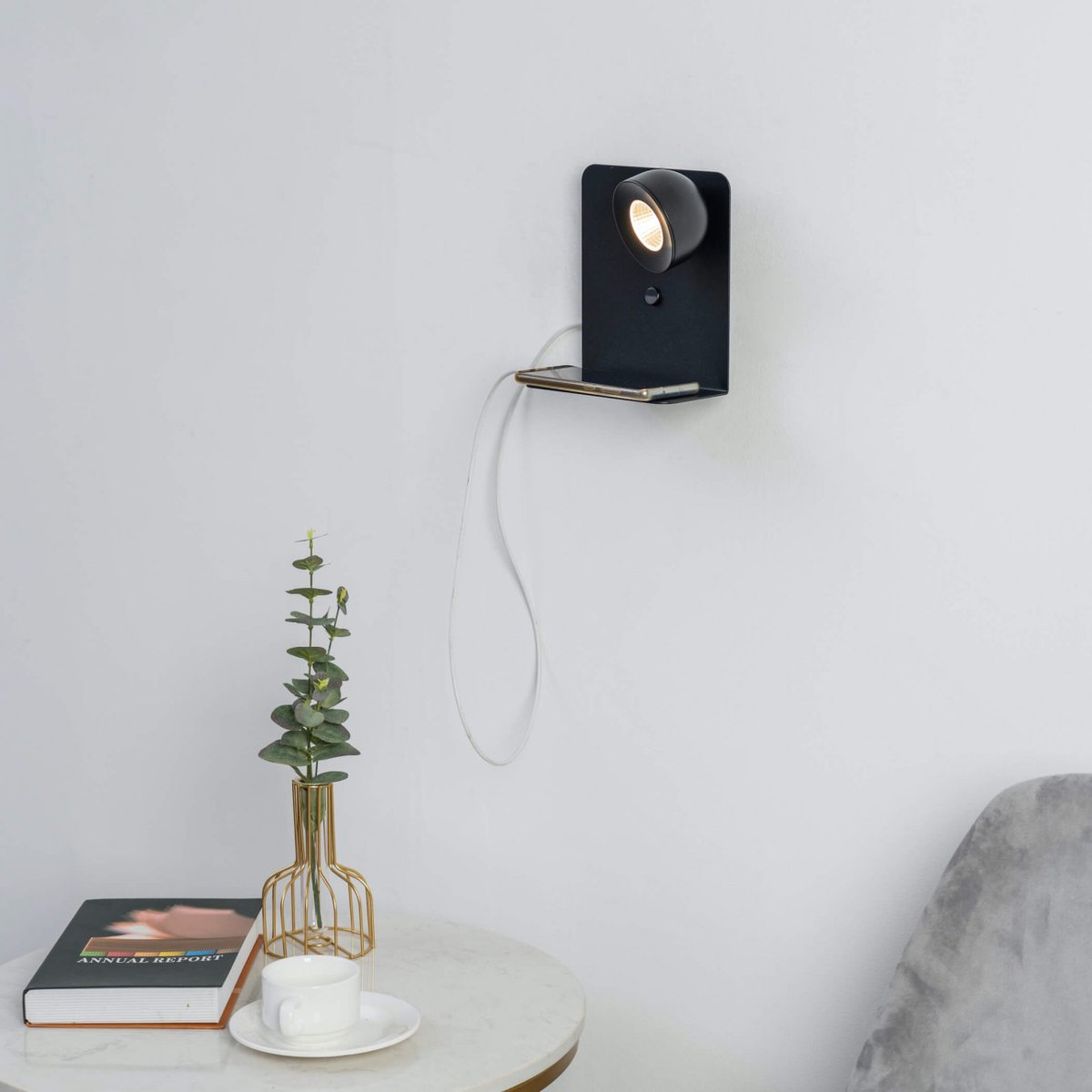 Applique liseuse noire avec USB - LYNGEN noir, KOSILUM