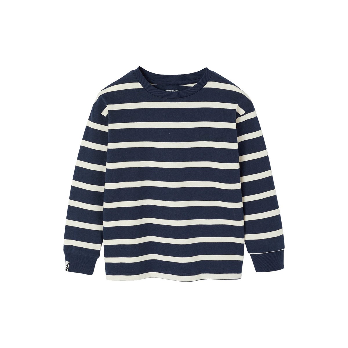 Tee-shirt rayé manches longues bleu nuit, VERTBAUDET