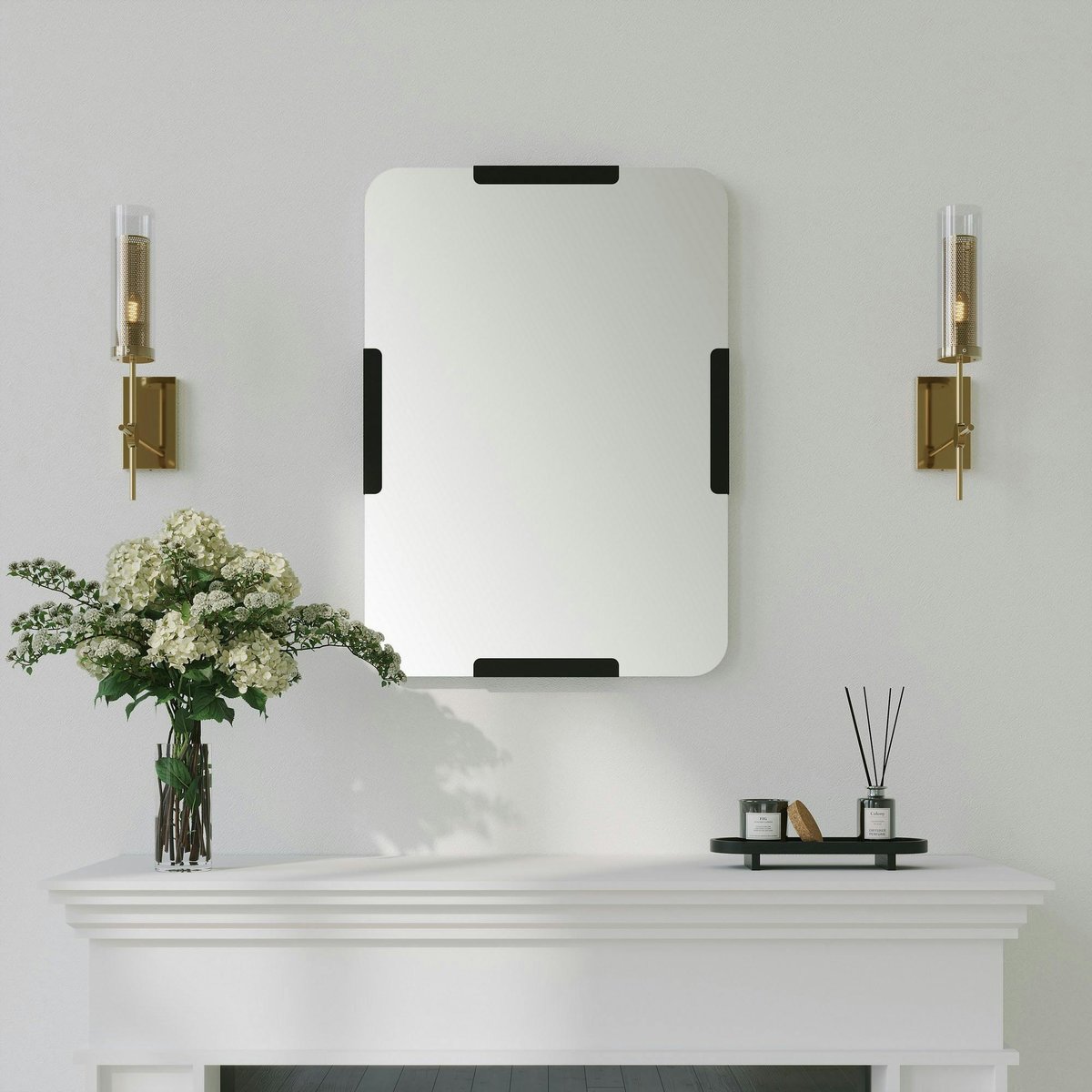 Miroir d'entrée mural avec détails noirs 70 cm CODY noir, PIER IMPORT