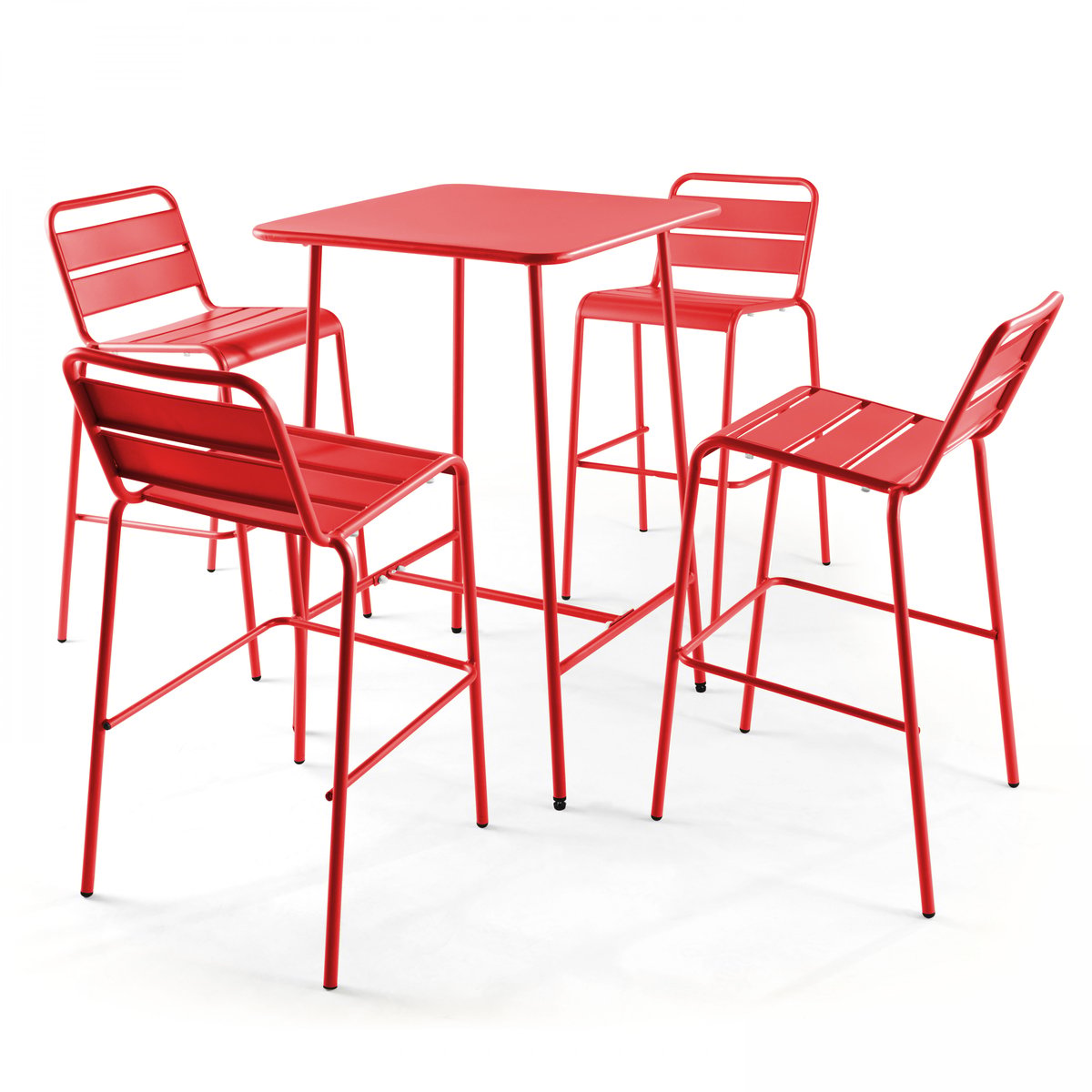 Table haute de bar carrée rouge, OVIALA