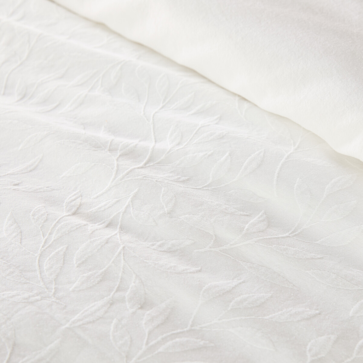 Housse de couette végétal jacquard coton, Miren blanc cassé, LA REDOUTE INTERIEURS