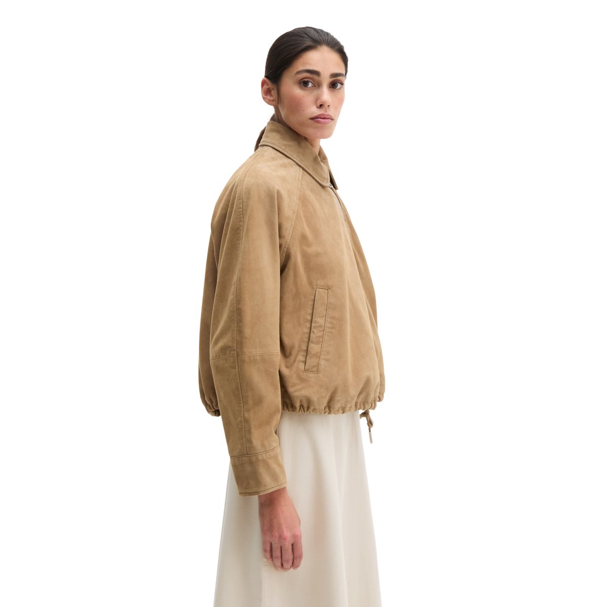 Veste en cuir relaxed en cuir de chèvre velours doux marron, MARC O'POLO