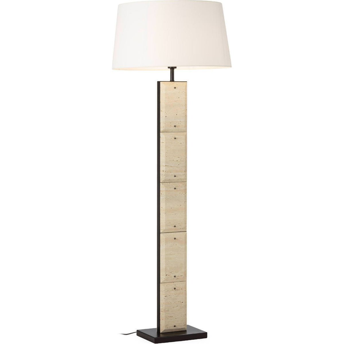 Lampadaire en marbre travertin et métal beige et noir, RECOLLECTION
