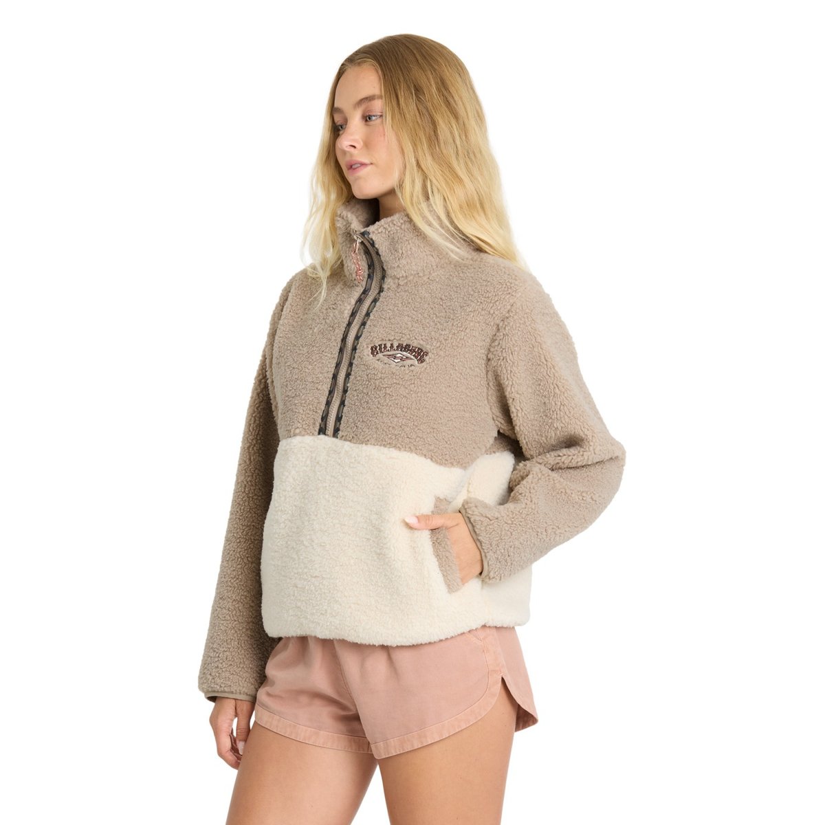 Pull en polaire sherpa à col montant HORIZON beige cobblestone, BILLABONG
