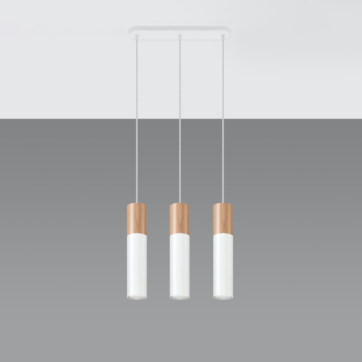 Suspension Acier Bois Naturel/Blanc GU10 3 Pablo marron, EDEN