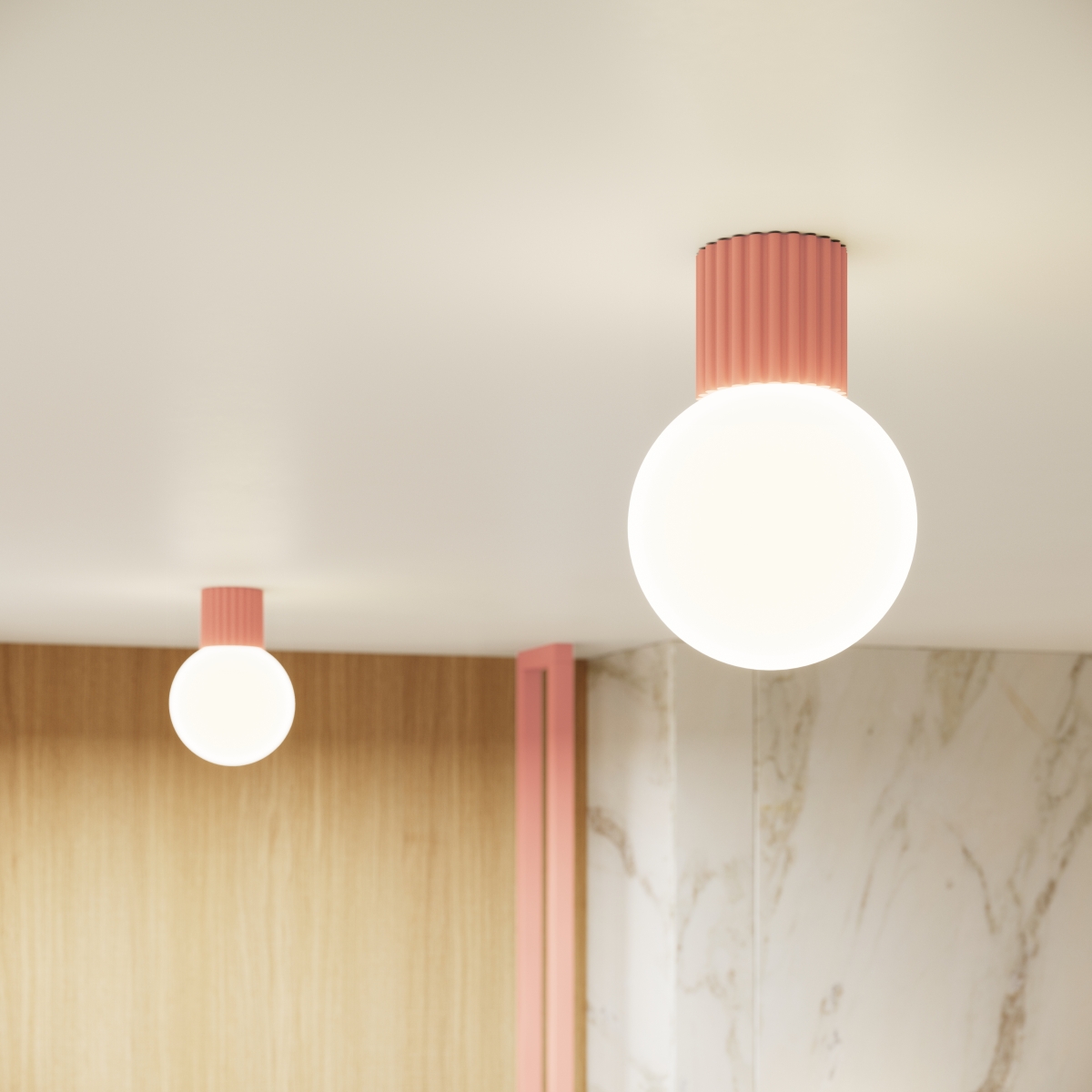Applique Aluminium Pêche G9 1 Halo rose, EDEN
