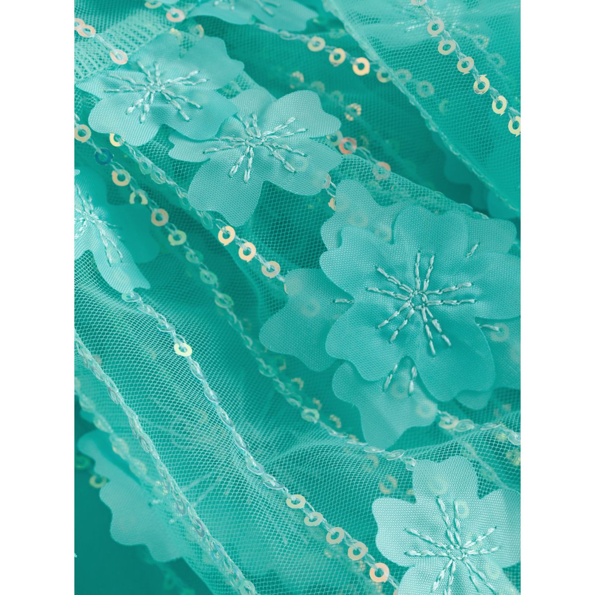 Robe de soirée en mesh florale à sequins bleu sarcelle, NEXT