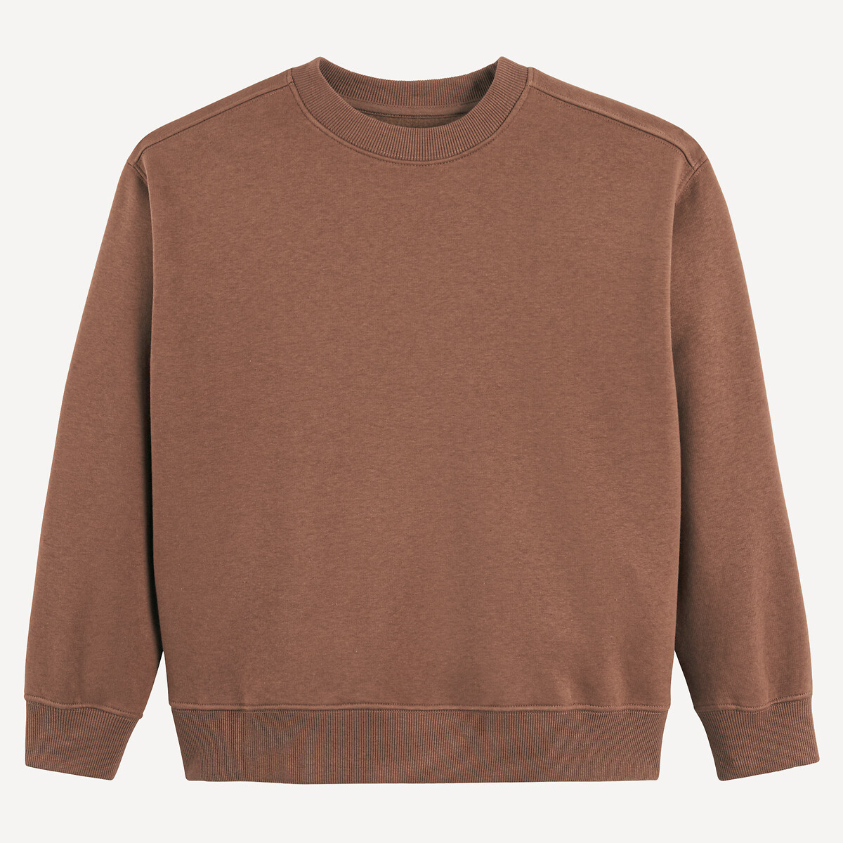 Sweat col rond, en molleton doux et chaud marron, LA REDOUTE COLLECTIONS